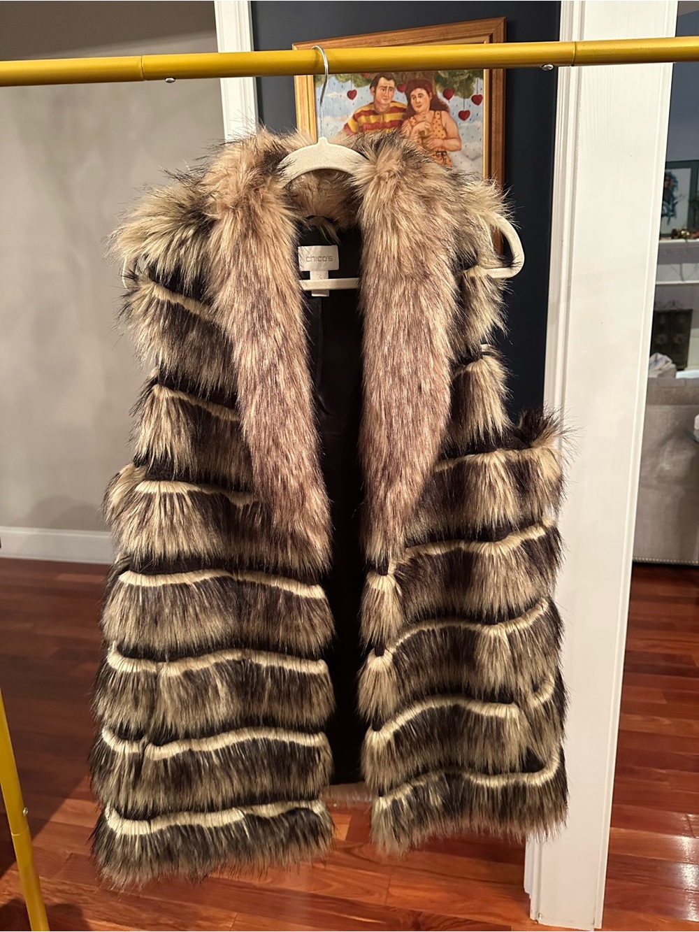 Chico's Brown Multi Faux Fur Sleeveless Vest